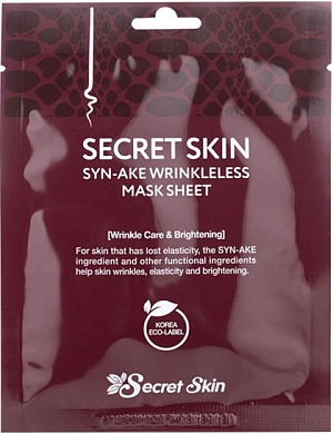 Secret Skin~Антивозрастная тканевая маска со змеиным ядом ~Syn-Ake Wrinkleless Sheet 